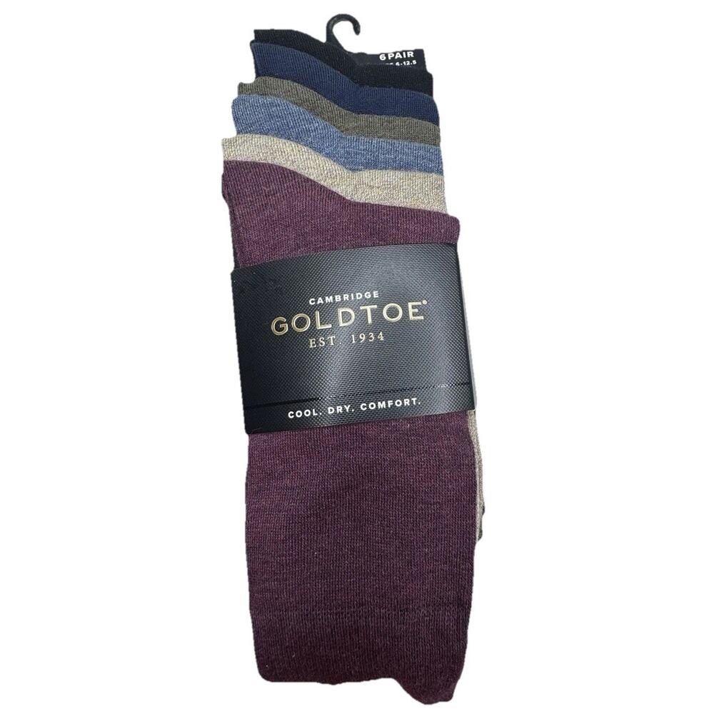 Gold Toe Men's Pack of 6 Pairs Cambridge Cool Comfort Dress Socks Size 6-12.5‎